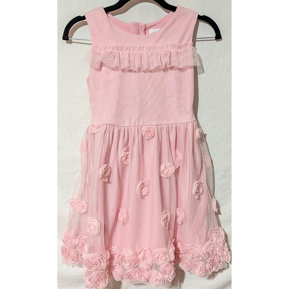 Other - PLACE Girls Pink Rosette Tulle Party Dress Size 10 Floral Sleeveless Easter